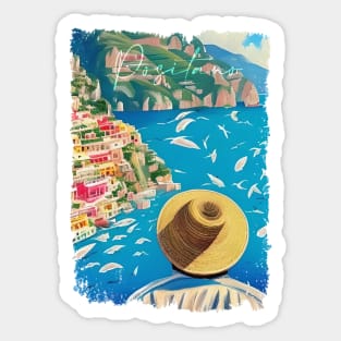 Tourist in a Surrealistic Positano Sticker